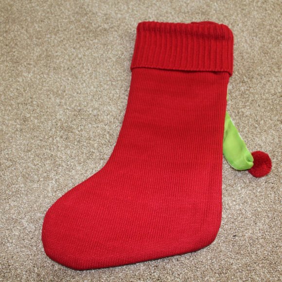 Hobby Lobby Whimsical Knit Christmas Stocking Red Green White Scarf Buttons NWT - Picture 4 of 5